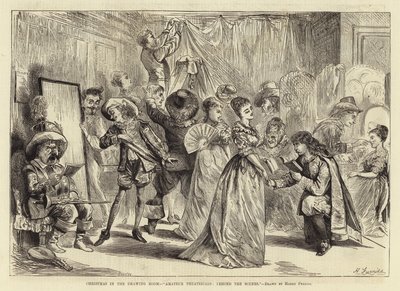 Navidad en el salón, Teatrales Aficionados, detrás de escena de Harry Furniss
